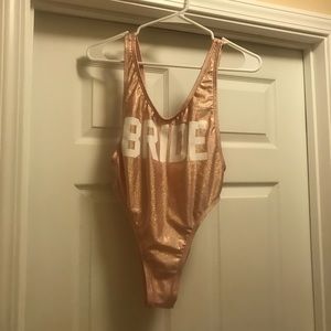 “Bride” high cut sides one piece swimsuit